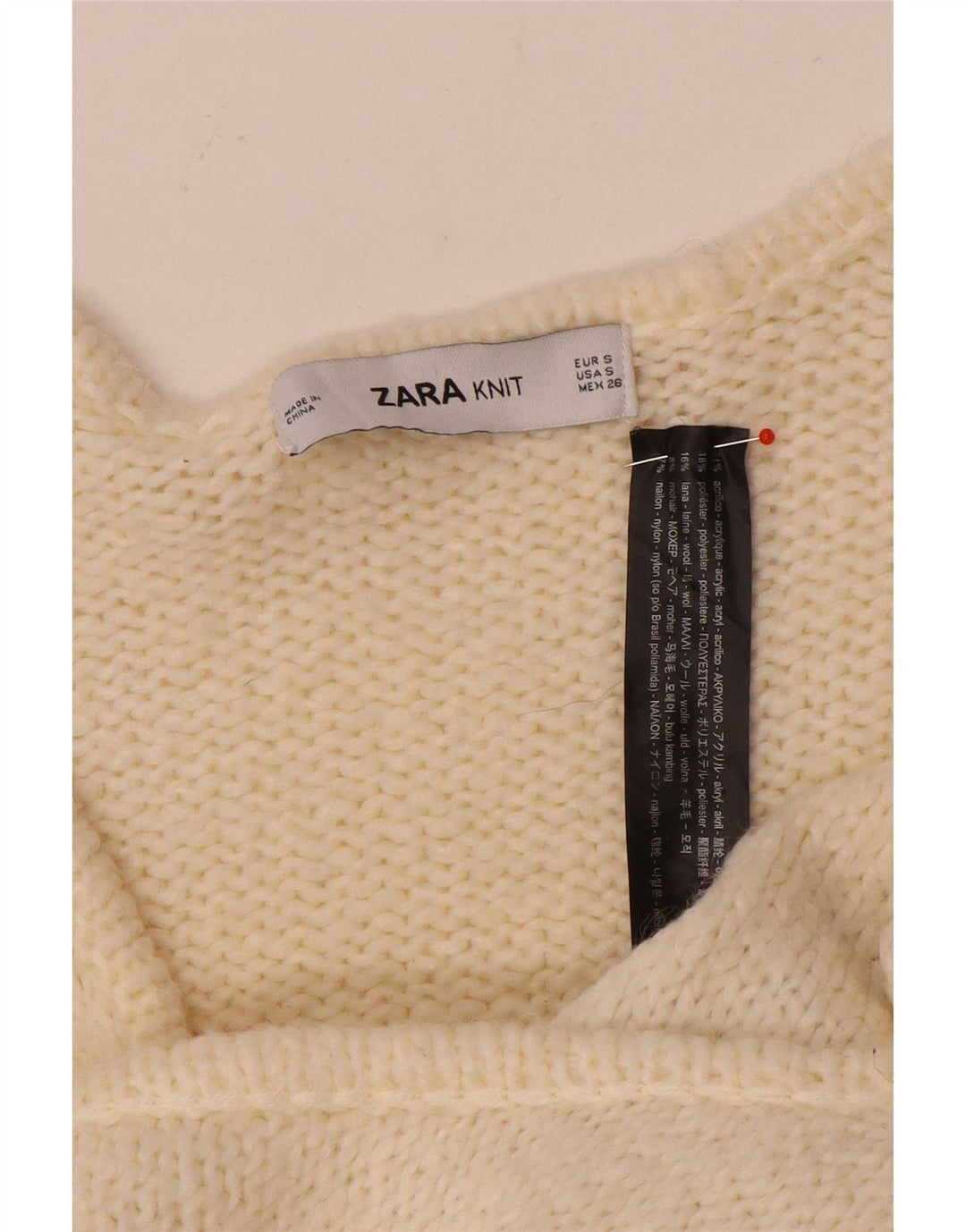 Zara Womens Wrap Oversized Cardigan Sweater UK 10 Small Off White Acrylic
