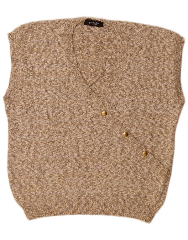 Graziella Womens Vest Tank Top EU 38 Medium Beige Flecked Cotton