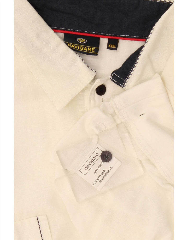 Navigare Mens Short Sleeve Pullover Shirt 3XL White Colourblock Cotton