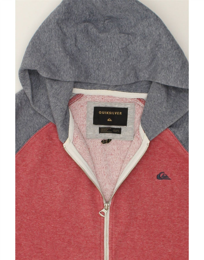 QUIKSILVER Womens Zip Hoodie Sweater UK 14 Medium Red Colourblock Cotton | Vintage Quiksilver | Thrift | Second-Hand Quiksilver | Used Clothing | Messina Hembry 