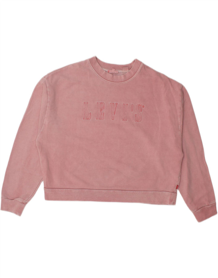 Levi's Womens Oversized Crop Graphic Sweatshirt Jumper UK 14 Medium Pink