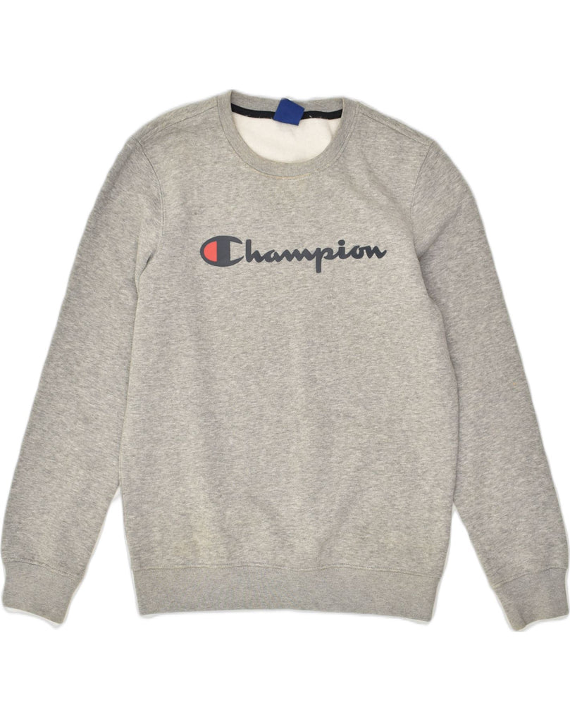 CHAMPION Mens Graphic Sweatshirt Jumper Small Grey Cotton | Vintage Champion | Thrift | Second-Hand Champion | Used Clothing | Messina Hembry 