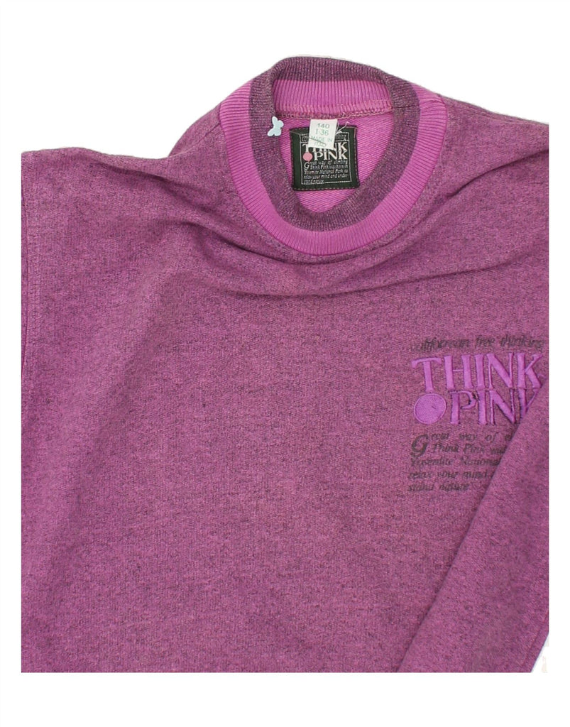 THINK PINK Girls Crew Neck Jumper Sweater 9-10 Years Pink Flecked Cotton | Vintage Think Pink | Thrift | Second-Hand Think Pink | Used Clothing | Messina Hembry 