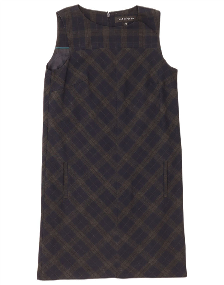 Next Womens Sleeveless Regular Shift Dress UK 10 Small Green Plaid