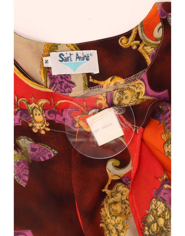 Vintage Womens Abstract Pattern Shirt Blouse UK 10 Small Multicoloured