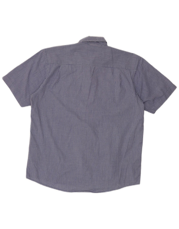 Pierre Cardin Mens Short Sleeve Regular Fit Shirt XL Blue Gingham Cotton