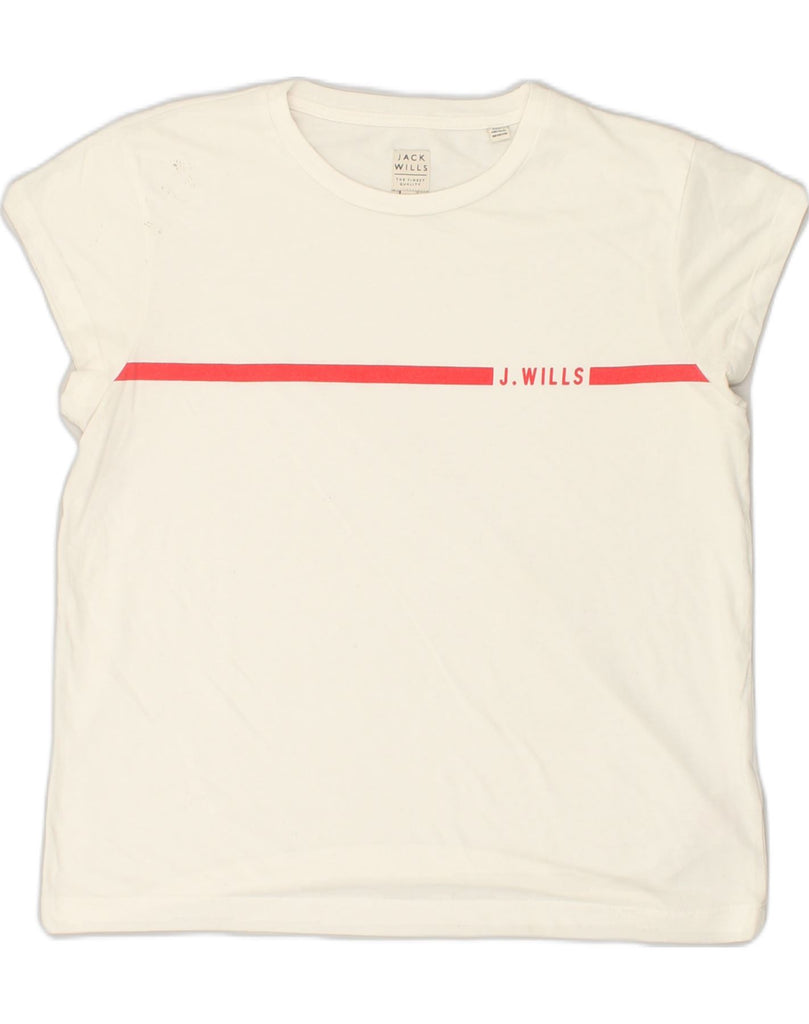 JACK WILLS Womens Oversized T-Shirt Top UK 10 Small  White Cotton | Vintage Jack Wills | Thrift | Second-Hand Jack Wills | Used Clothing | Messina Hembry 