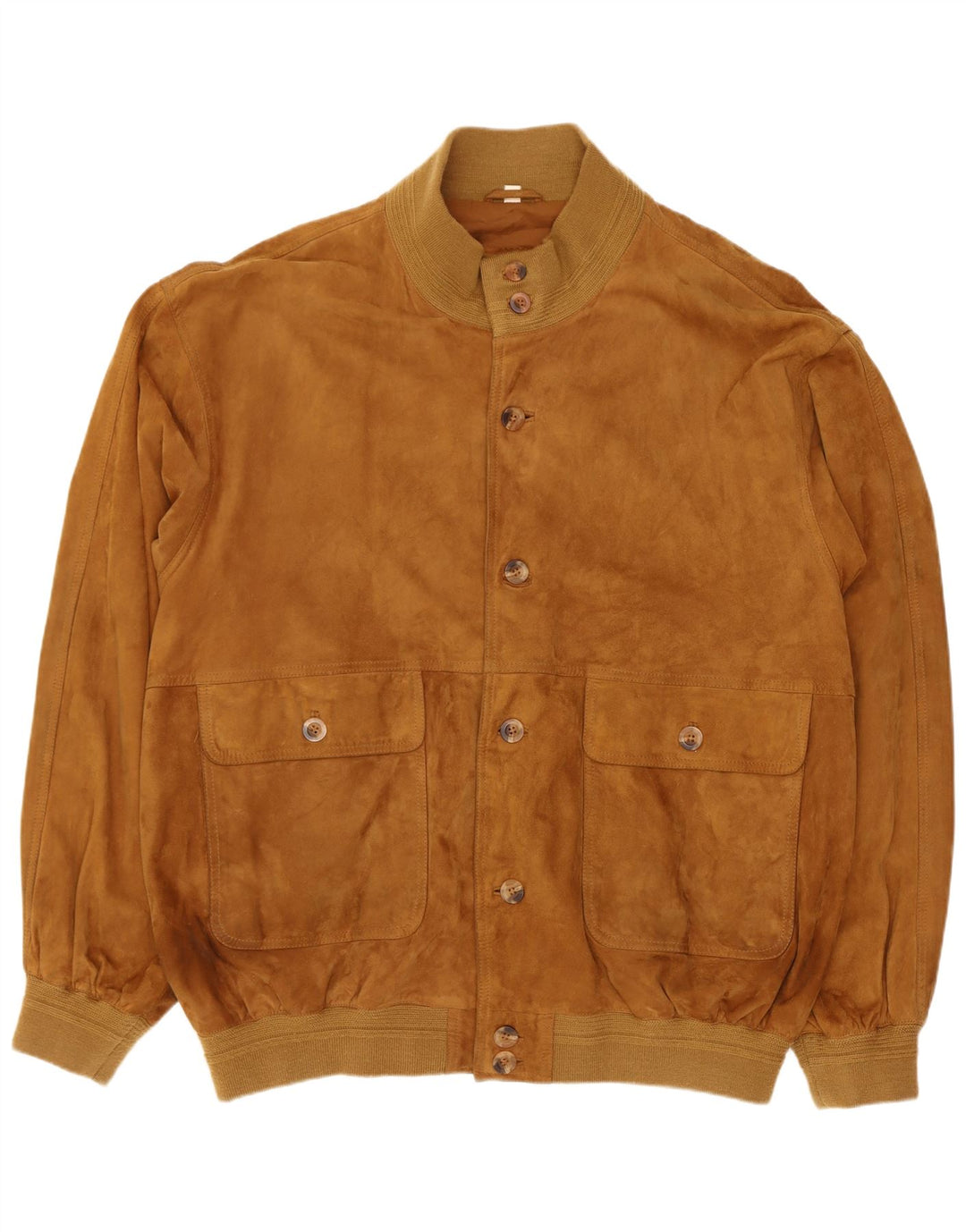 Vintage Mens Suede Bomber Jacket IT 58 4XL Brown Leather Retro