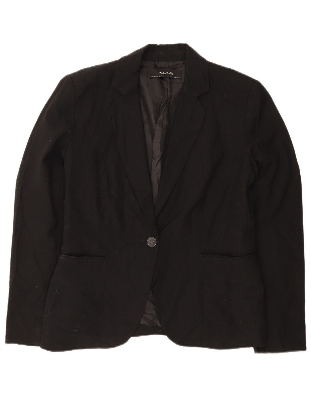 Zara Womens 1 Button Blazer Jacket EU 40 Medium Black Polyester