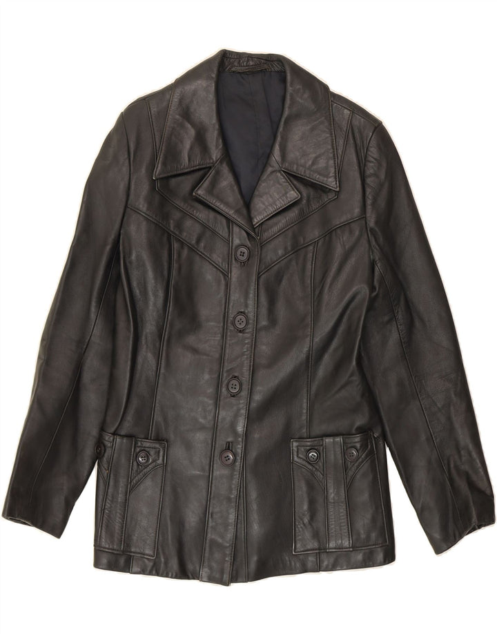 VINTAGE Womens Leather Jacket IT 42 Medium Black Leather Vintage Vintage and Second-Hand Vintage from Messina Hembry 