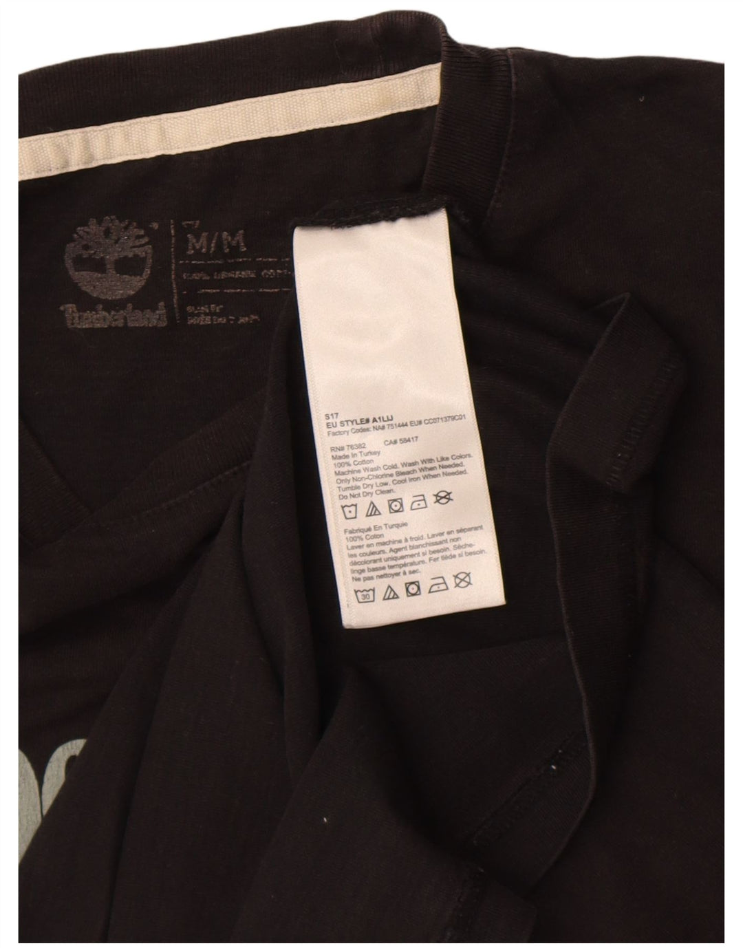 Timberland Mens Graphic T-Shirt Top Medium Black Cotton