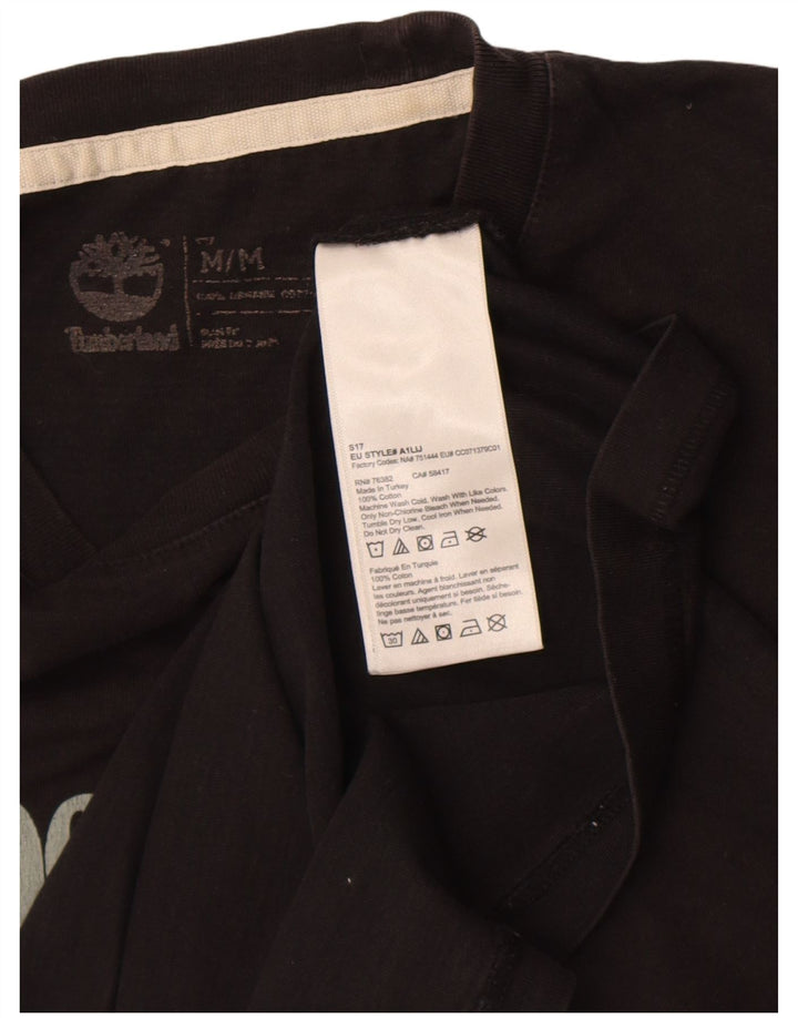 Timberland Mens Graphic T-Shirt Top Medium Black Cotton