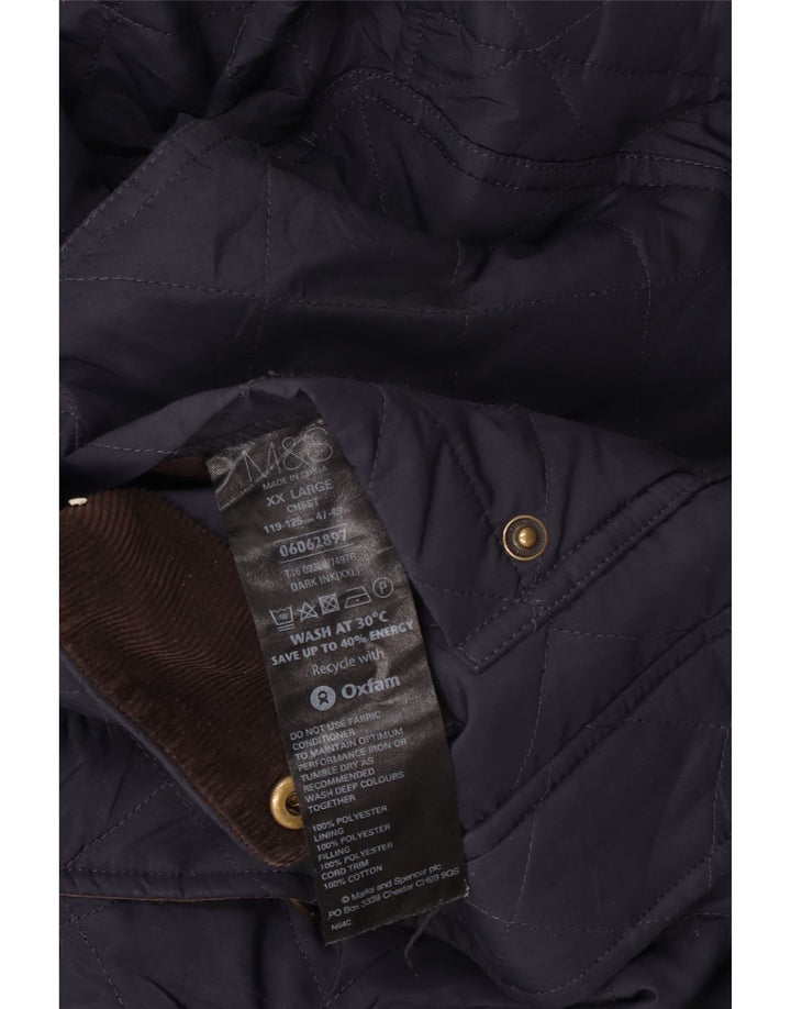 Marks & Spencer Mens Quilted Jacket UK 44 2XL Navy Blue Polyester