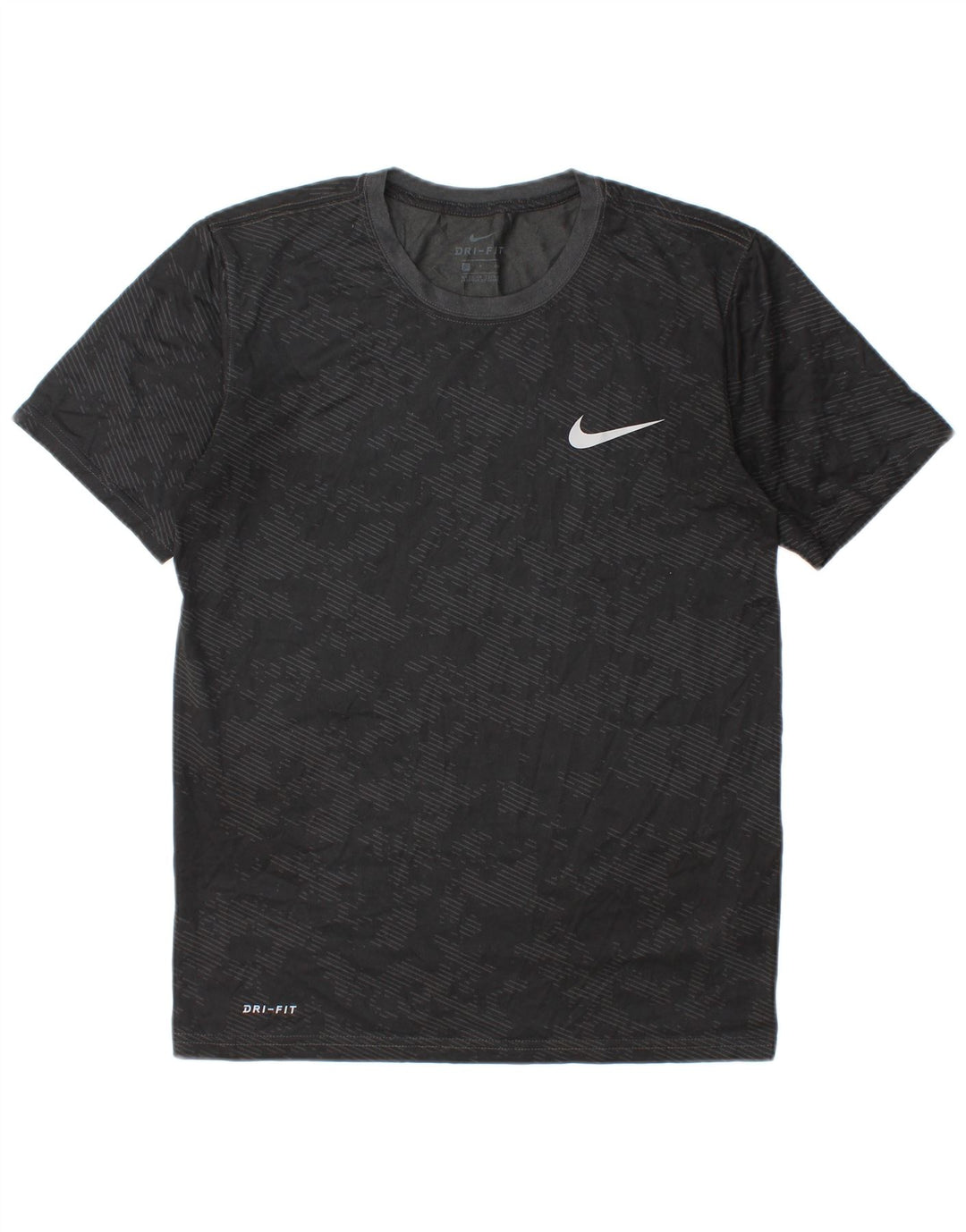 Nike Mens Dri Fit T-Shirt Top Small Black Camouflage Polyester