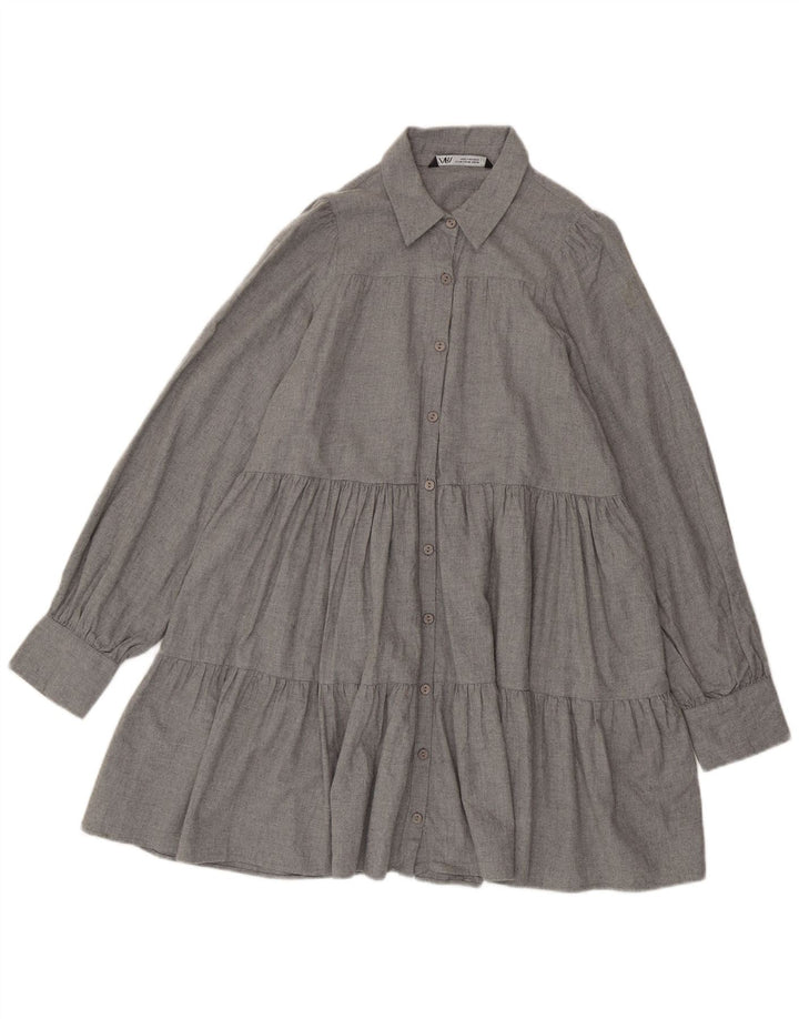 Zara Womens Oversized Shirt Dress UK 6 XS Grey