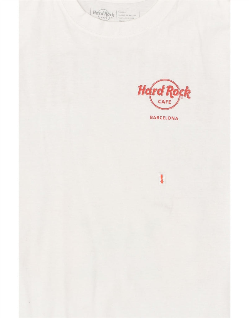 HARD ROCK CAFE Mens Barcelona Graphic T-Shirt Top Small White Cotton | Vintage Hard Rock Cafe | Thrift | Second-Hand Hard Rock Cafe | Used Clothing | Messina Hembry 