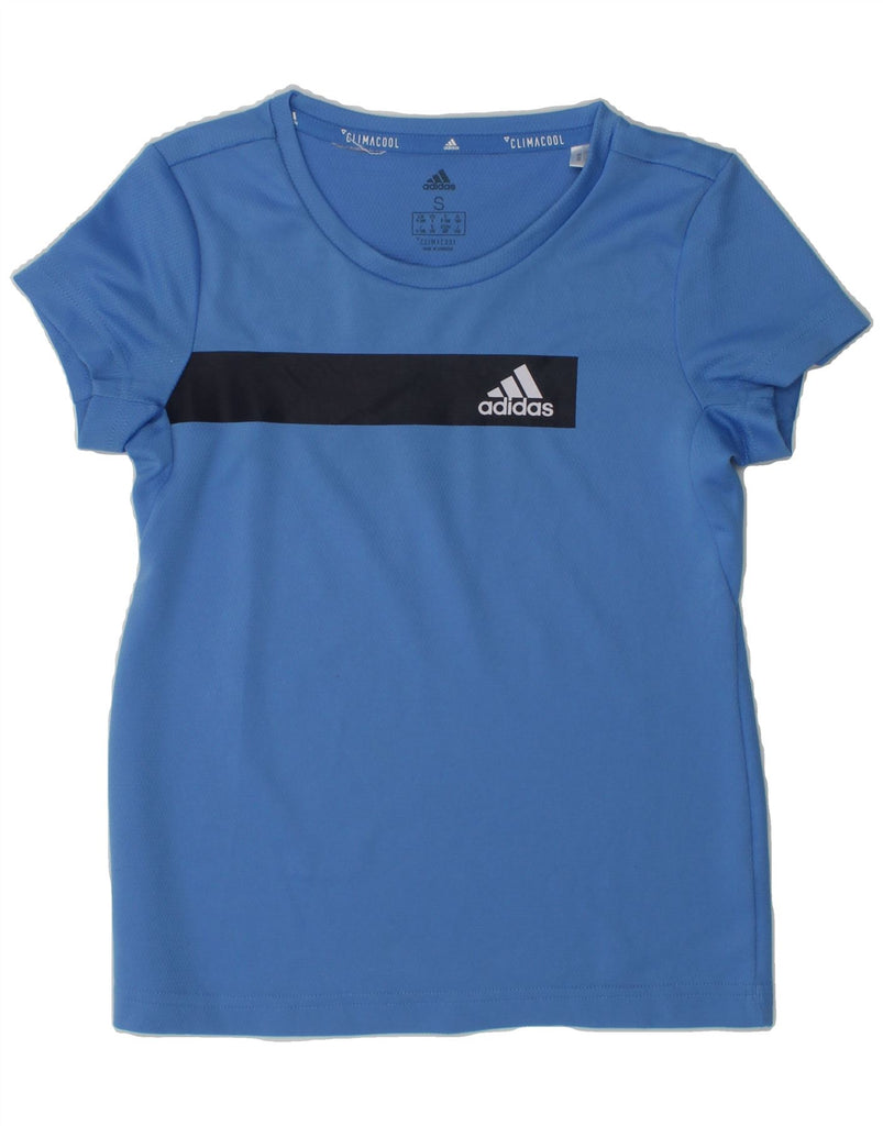 ADIDAS Girls Climacool Graphic T-Shirt Top 9-10 Years Small Blue | Vintage Adidas | Thrift | Second-Hand Adidas | Used Clothing | Messina Hembry 