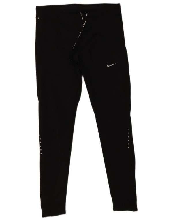 Nike Womens Dri Fit Leggings UK 12 Medium Black Polyester