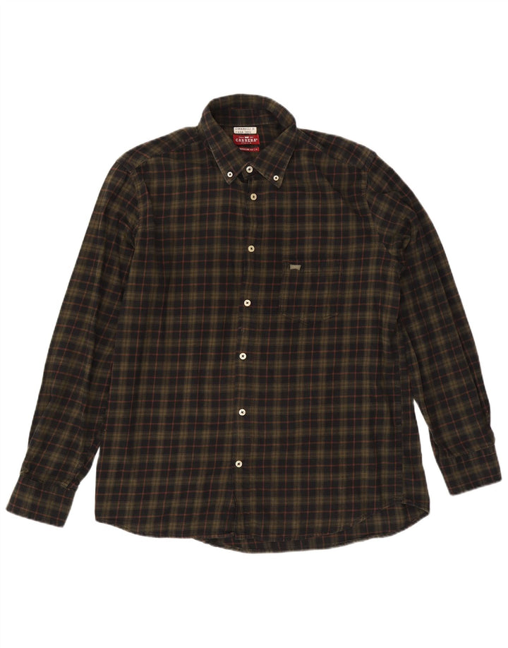 Carrera Mens Regular Fit Flannel Shirt XL Khaki Check Cotton