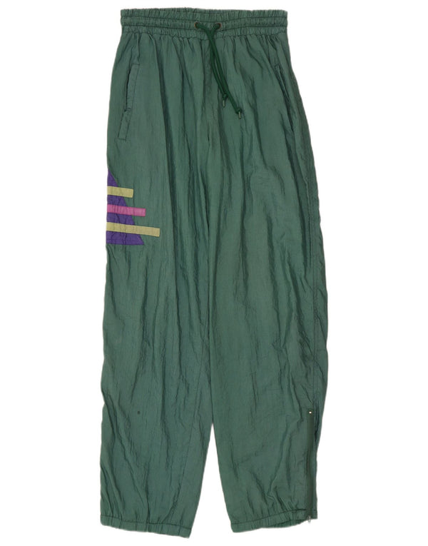 Vintage Womens Tracksuit Trousers Joggers UK 8 Small Green Colourblock