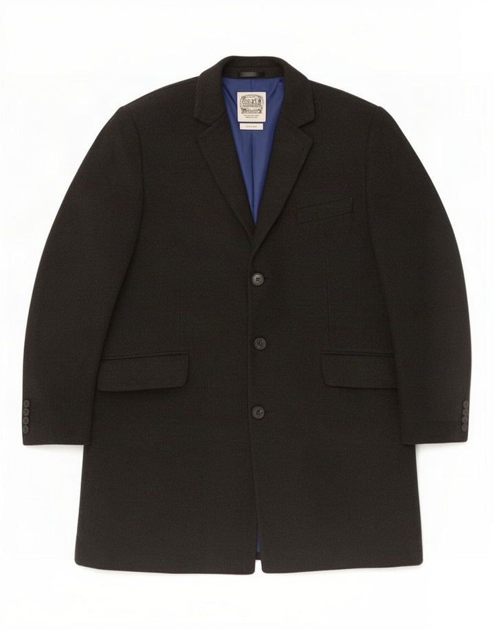 Marks & Spencer Mens Overcoat UK 44 2XL Black Polyester