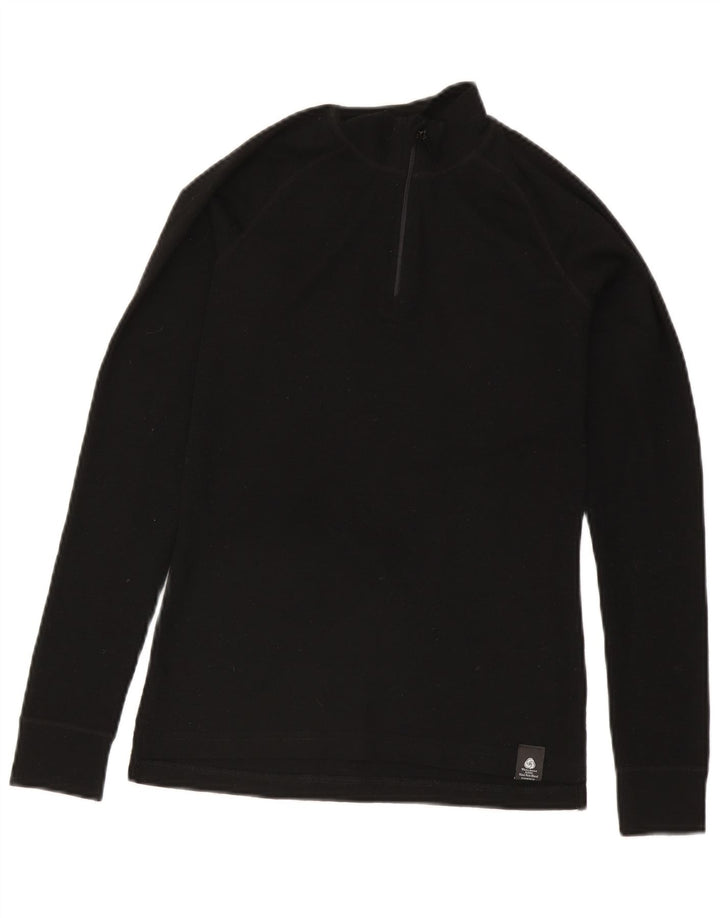 Mountain Warehouse Womens Zip Neck Jumper Sweater UK 10 Small Black Wool