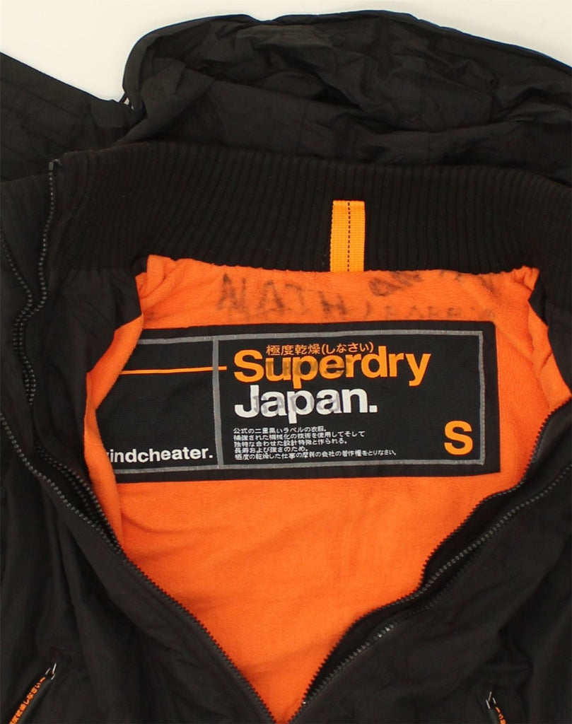 SUPERDRY Womens Hooded Windbreaker Jacket UK 10 Small Black Polyester | Vintage Superdry | Thrift | Second-Hand Superdry | Used Clothing | Messina Hembry 