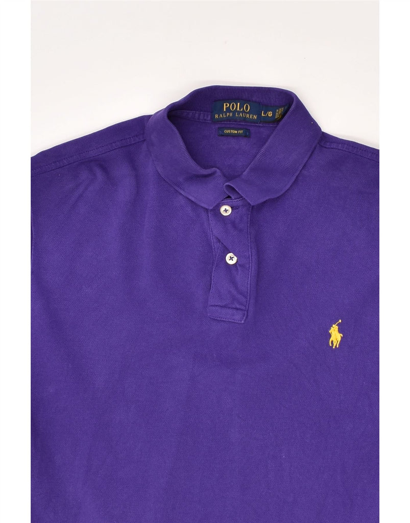 POLO RALPH LAUREN Mens Custom Fit Polo Shirt Large Purple Cotton | Vintage Polo Ralph Lauren | Thrift | Second-Hand Polo Ralph Lauren | Used Clothing | Messina Hembry 