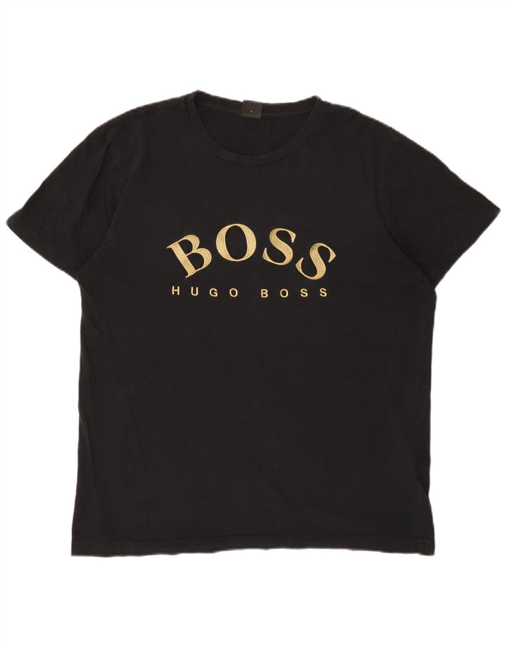 Hugo Boss Mens Graphic T-Shirt Top Large Black Cotton