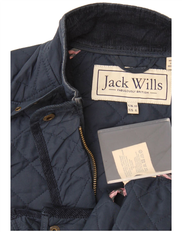 Jack Wills Womens Quilted Jacket UK 10 Small Navy Blue Polyester