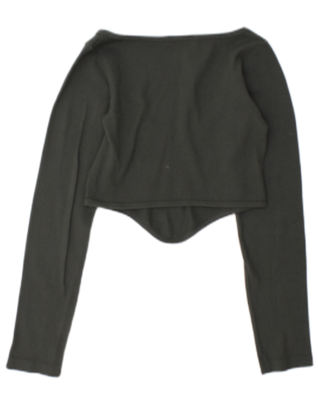 Zara Womens Long Sleeve Crop Top UK 12 Medium Green Polyamide