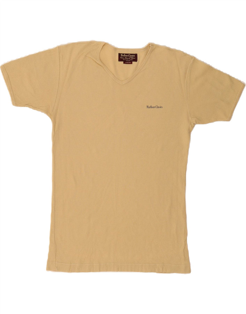 MARLBORO CLASSICS Mens T-Shirt Top Medium Beige Cotton Vintage Marlboro Classics and Second-Hand Marlboro Classics from Messina Hembry 