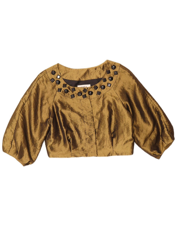 Nissa Womens 3/4 Sleeve Bolero Top EU 40 Medium Khaki Polyester