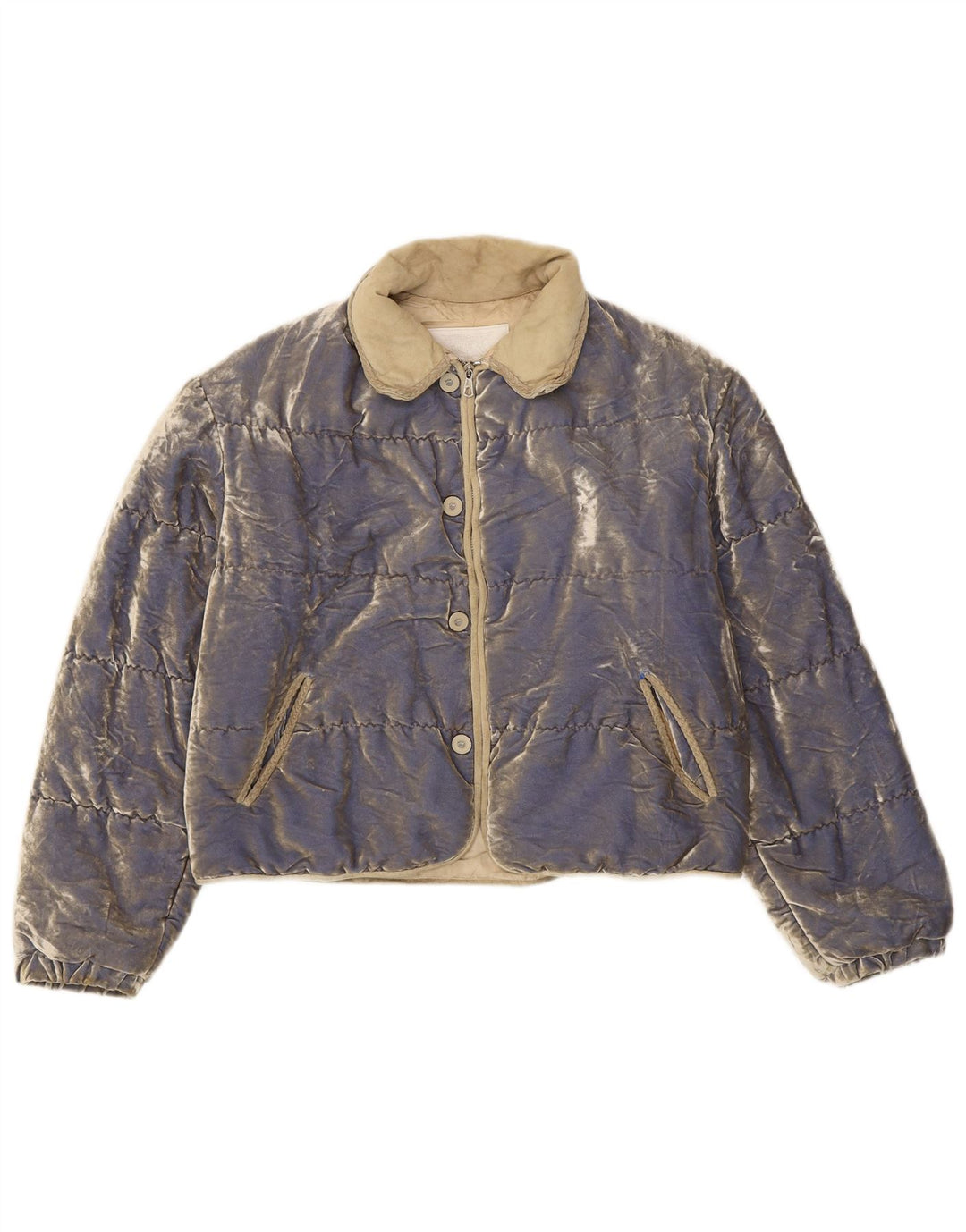 Cipriani Womens Velvet Padded Jacket IT 42 Medium Blue