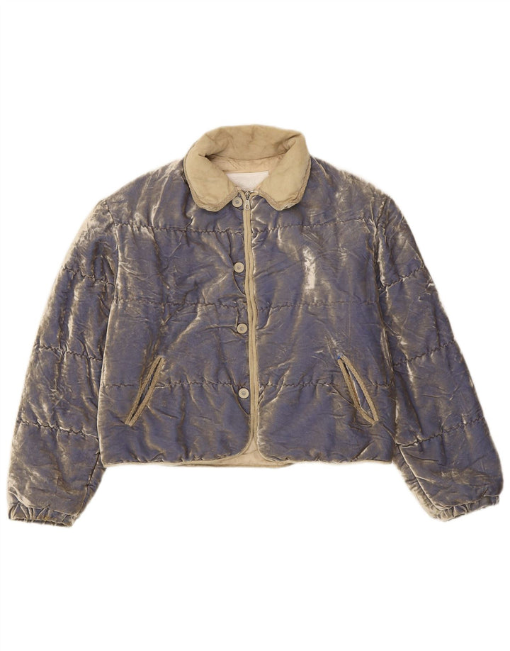 Cipriani Womens Velvet Padded Jacket IT 42 Medium Blue
