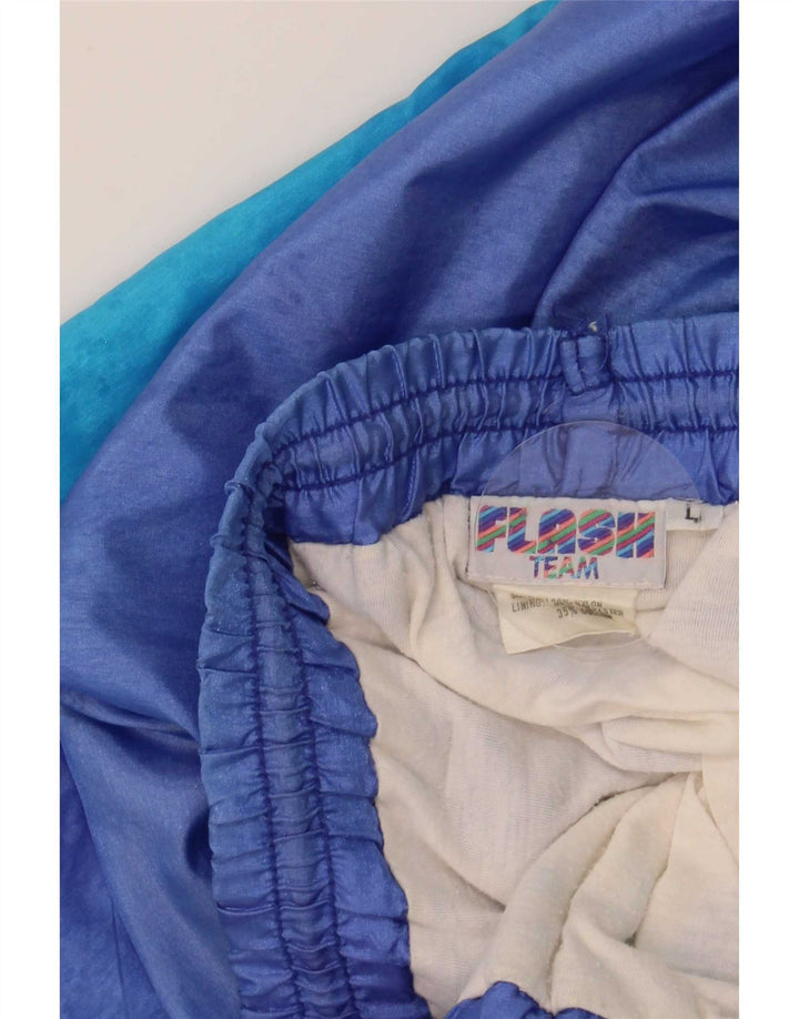 Flash Mens Tracksuit Trousers Joggers Large Blue Colourblock Nylon