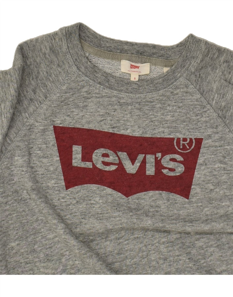 LEVI'S Womens Graphic Sweatshirt Jumper UK 10 Small Grey Cotton | Vintage Levi's | Thrift | Second-Hand Levi's | Used Clothing | Messina Hembry 