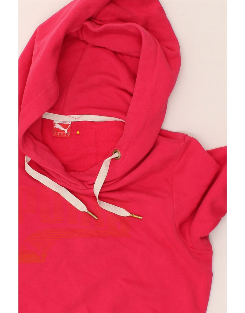 PUMA Womens Graphic Hoodie Jumper UK 10 Small Pink | Vintage Puma | Thrift | Second-Hand Puma | Used Clothing | Messina Hembry 