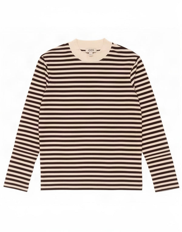 Cos Womens Oversized Top Long Sleeve UK 10 Small Black Striped Cotton