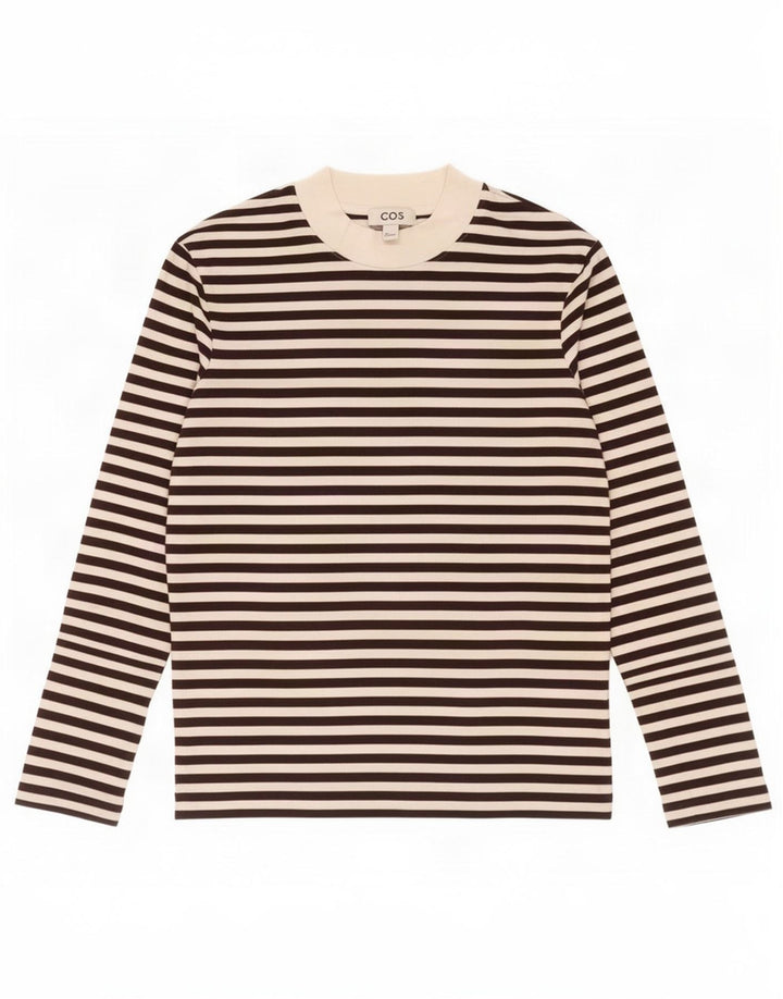 Cos Womens Oversized Top Long Sleeve UK 10 Small Black Striped Cotton