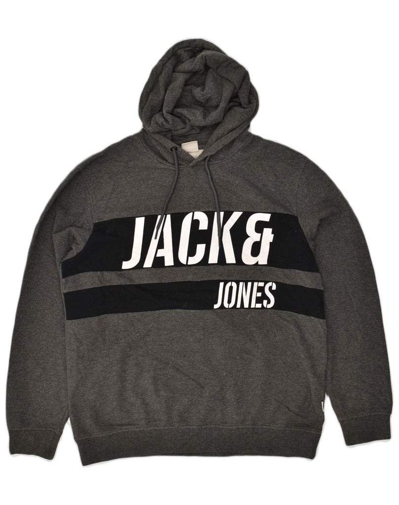 JACK & JONES Mens Graphic Hoodie Jumper XL Grey Cotton | Vintage Jack & Jones | Thrift | Second-Hand Jack & Jones | Used Clothing | Messina Hembry 