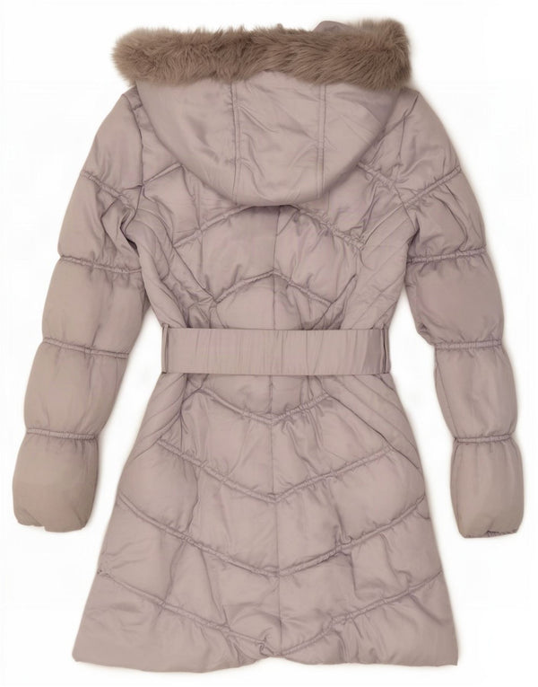 Lipsy Girls Hooded Padded Coat 9-10 Years Grey Polyester