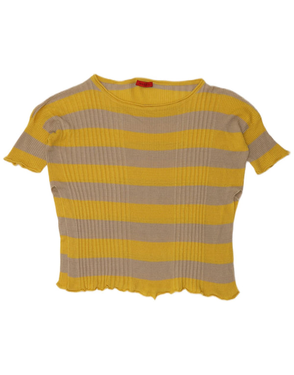 Max & Co. Womens T-Shirt Top UK 22 3XL Yellow Striped