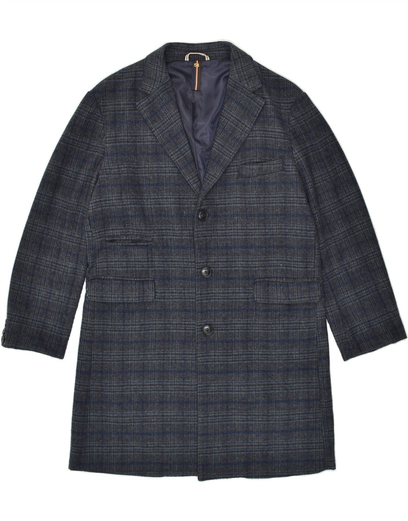 VINTAGE Mens Overcoat IT 54 2XL Blue Check | Vintage Vintage | Thrift | Second-Hand Vintage | Used Clothing | Messina Hembry 