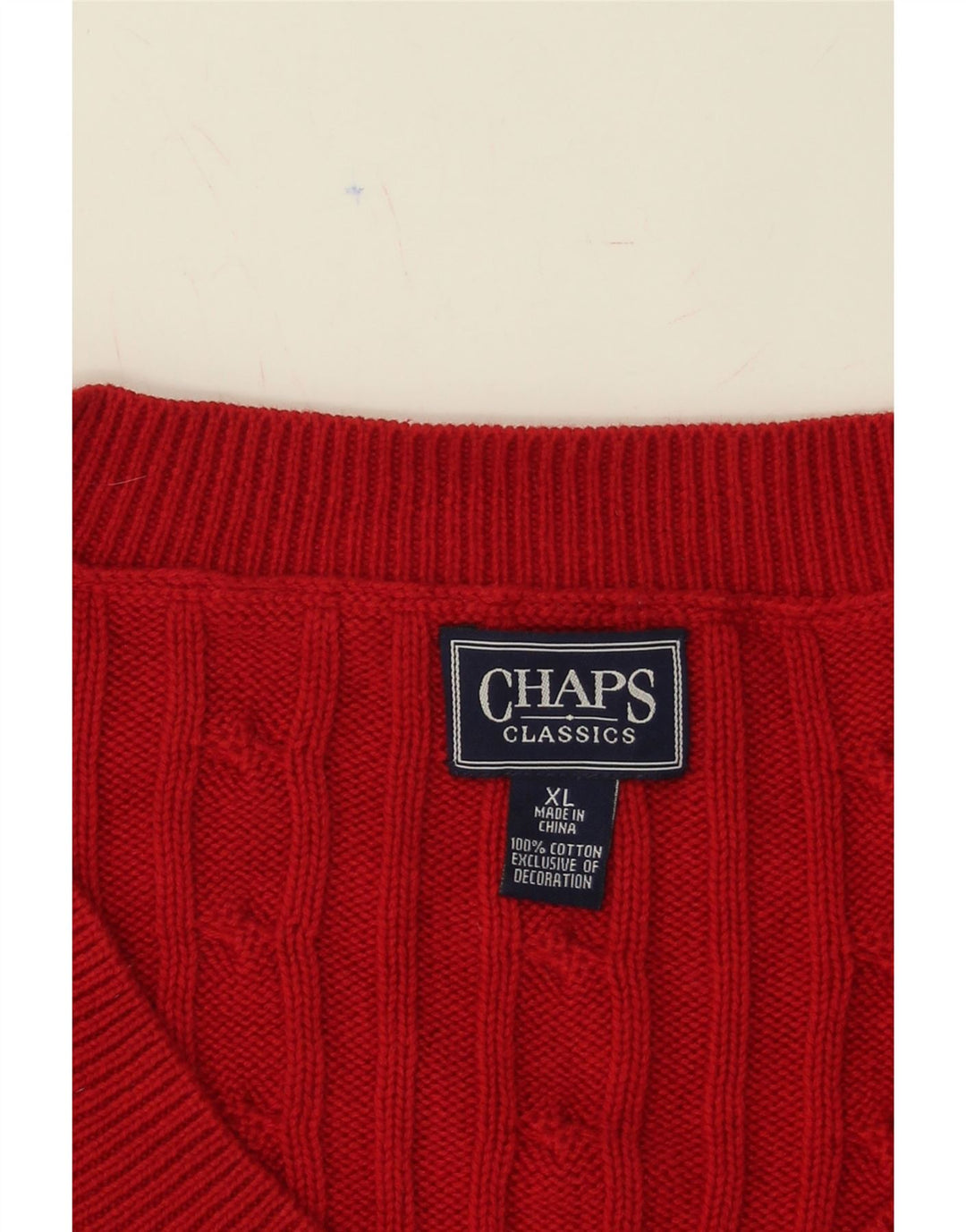CHAPS Womens Classic V-Neck Jumper Sweater UK 18 XL Red Cotton Vintage Chaps and Second-Hand Chaps from Messina Hembry 
