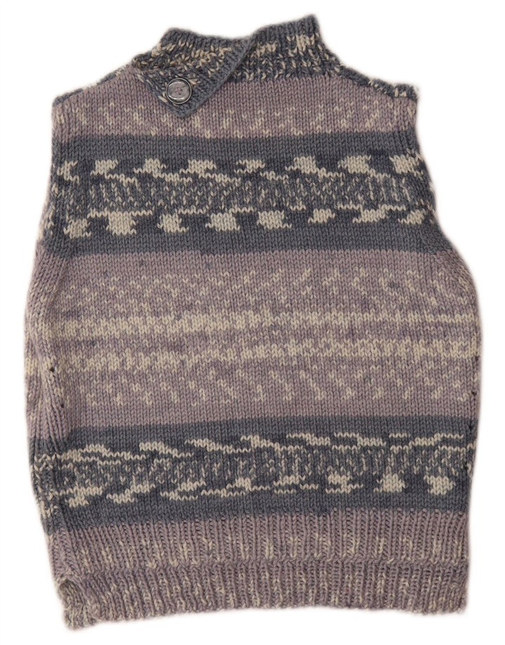 Vintage Womens Vest Tank Top UK 14 Medium Grey Striped