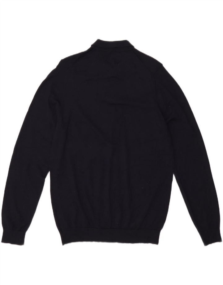 Marks & Spencer Mens Polo Neck Jumper Sweater Large Navy Blue Wool