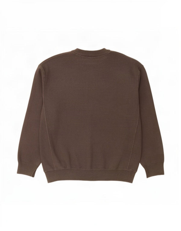 Zara Mens Crew Neck Jumper Sweater Large Brown Cotton