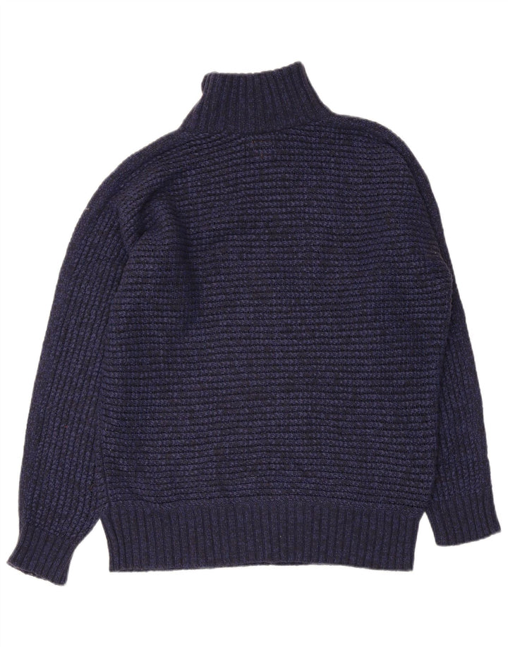 Massimo Dutti Womens Turtle Neck Jumper Sweater UK 10 Small Navy Blue