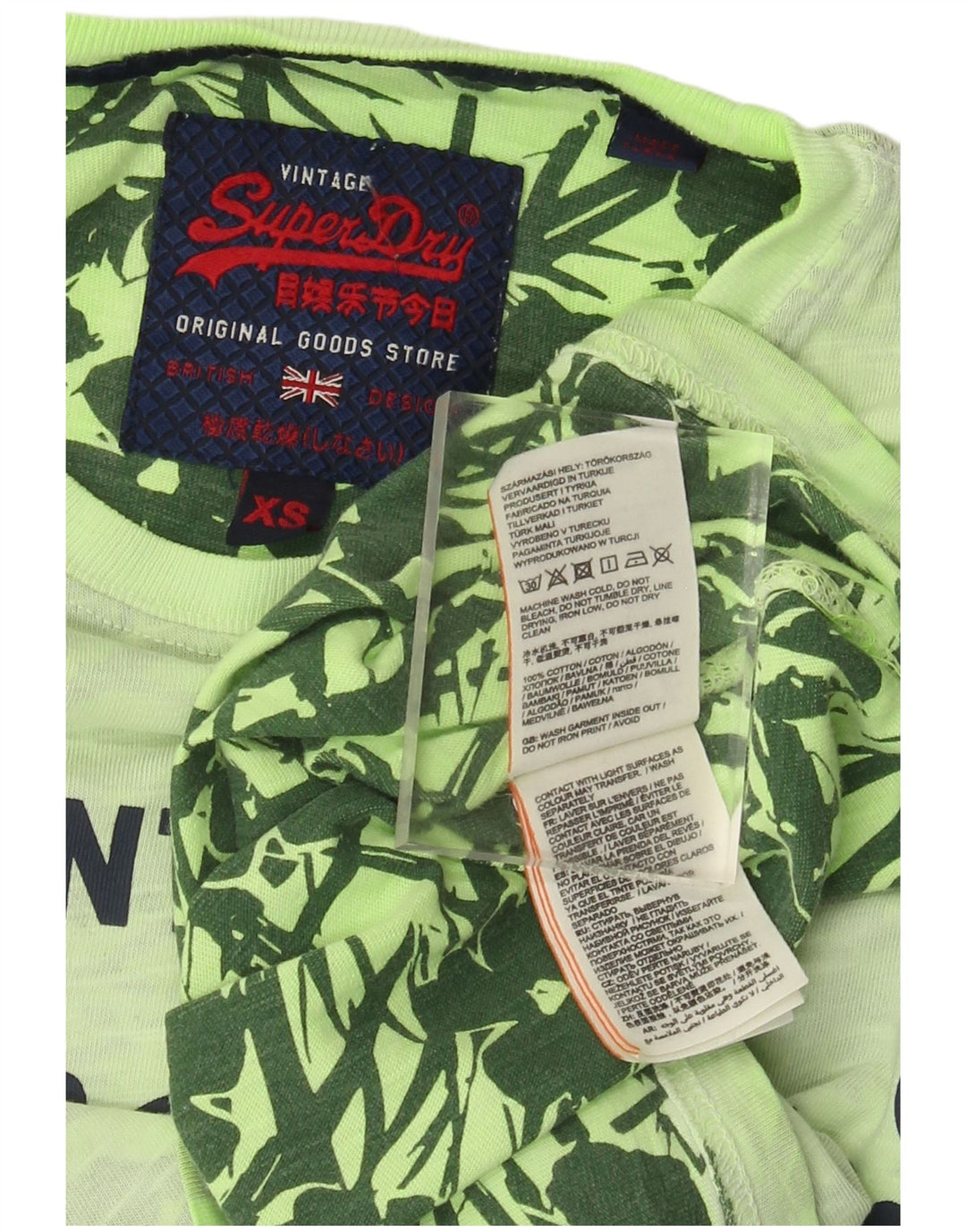 SUPERDRY Mens Graphic T-Shirt Top XS Green Cotton
